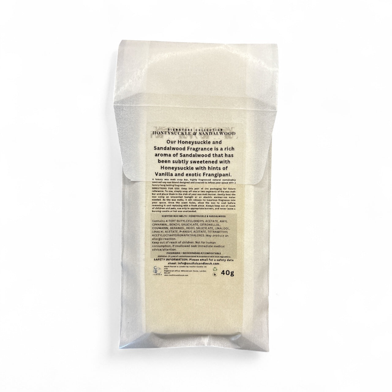 Honeysuckle & Sandalwood Soy Wax Melt Snap Bar – 40g