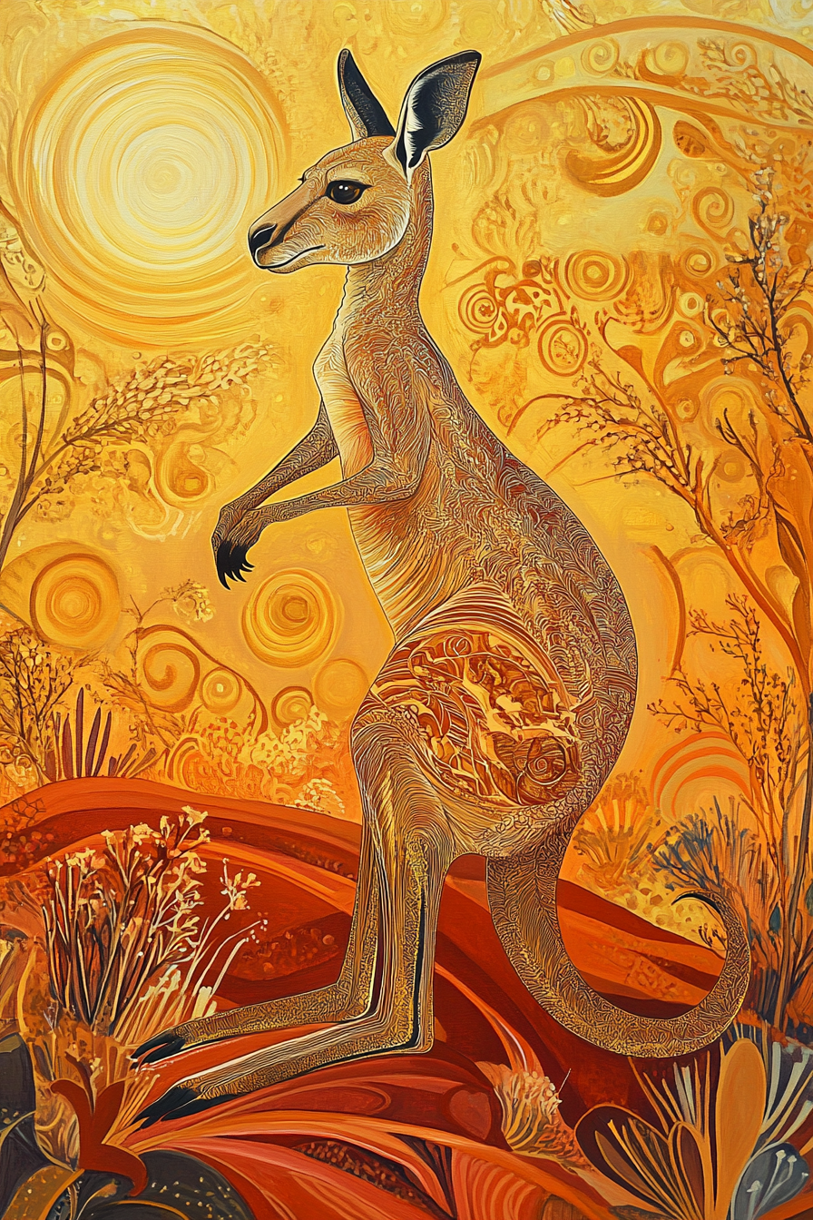 Hopping Kangaroo Canvas
