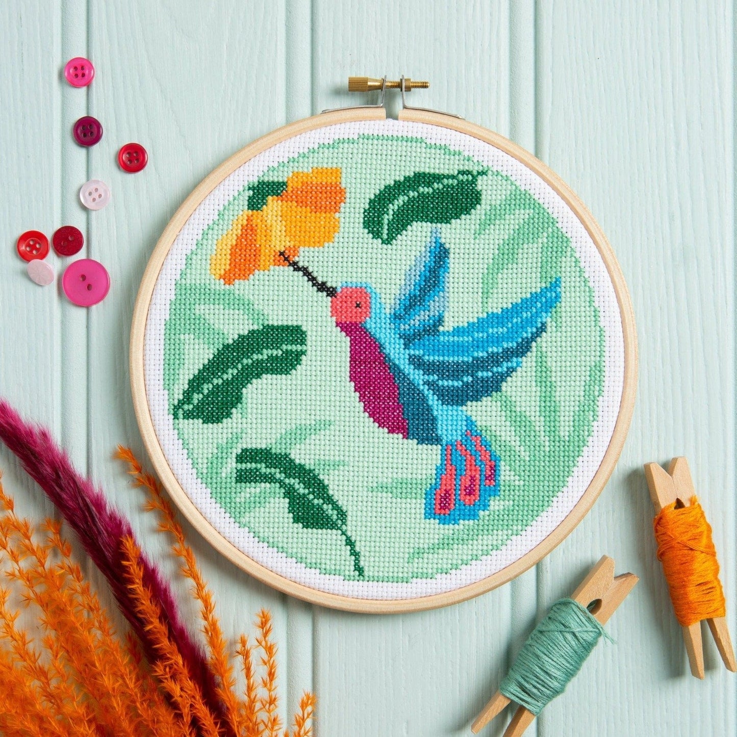 'Hummingbird' Bird Cross Stitch Kit for Beginners