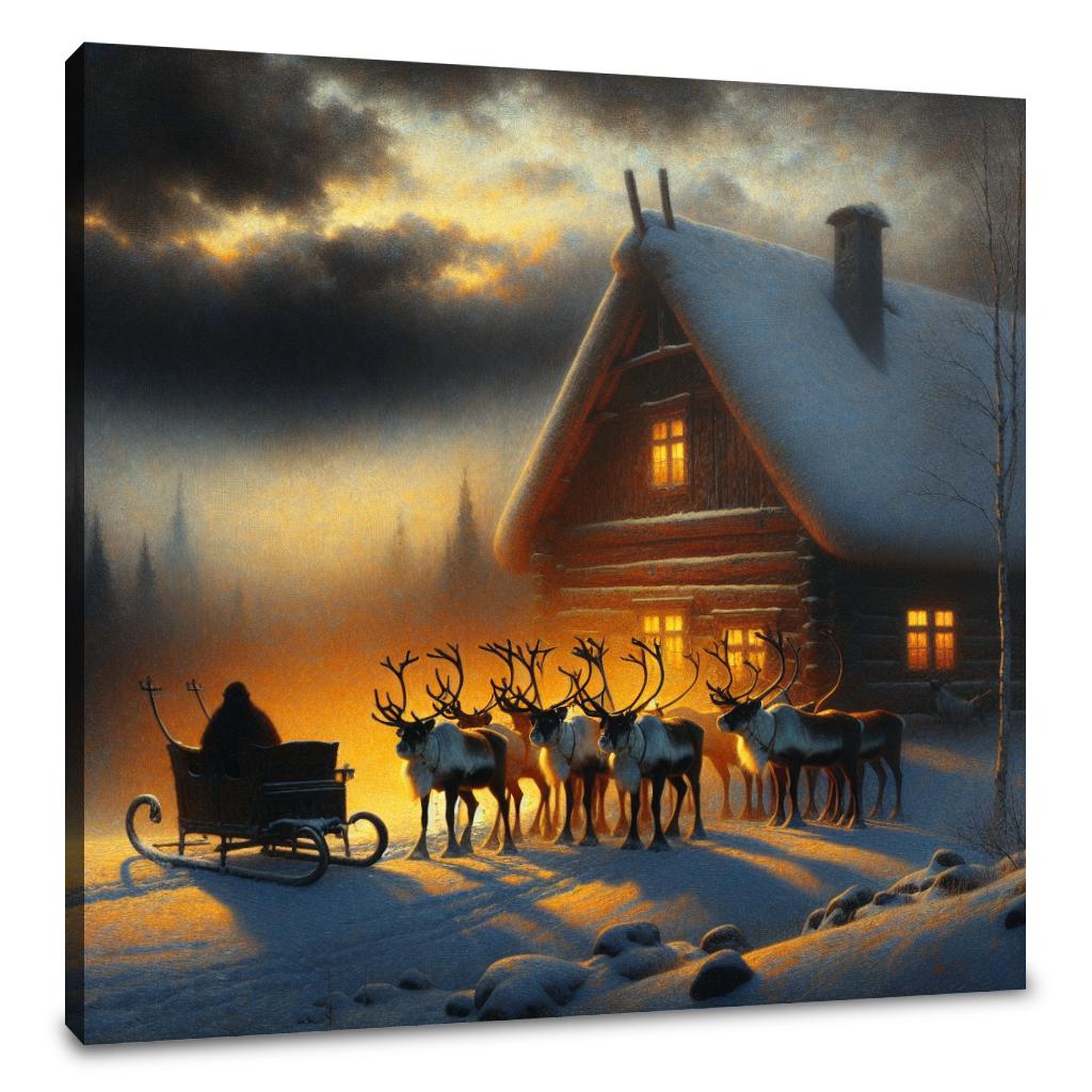 Reindeer Vigil Dusk Canvas