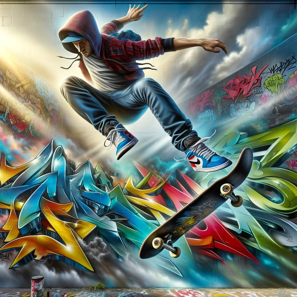 Hyper-Real Graffiti Skate Cotton Cushion