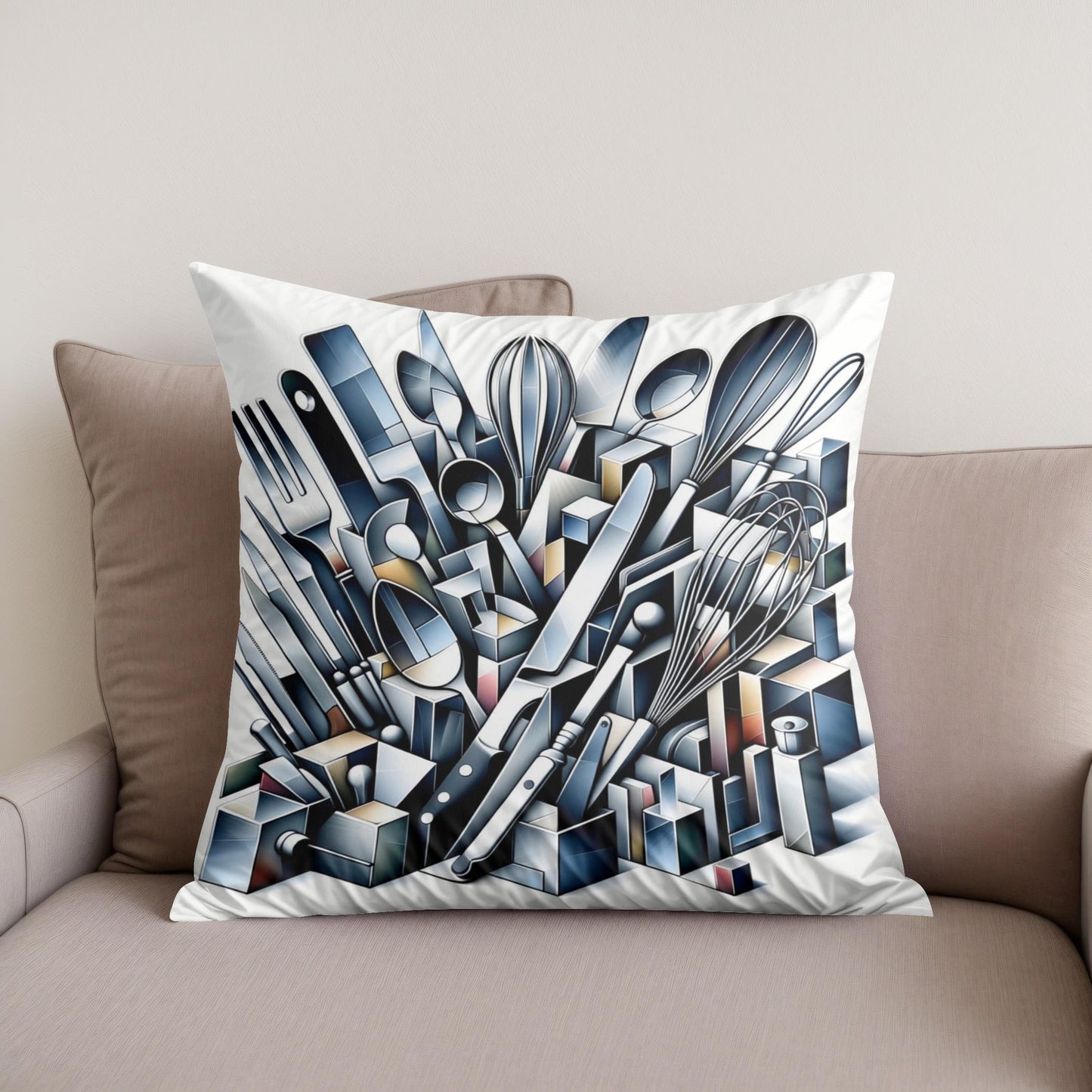 Cubist Kitchen Symphony Cotton Cushion