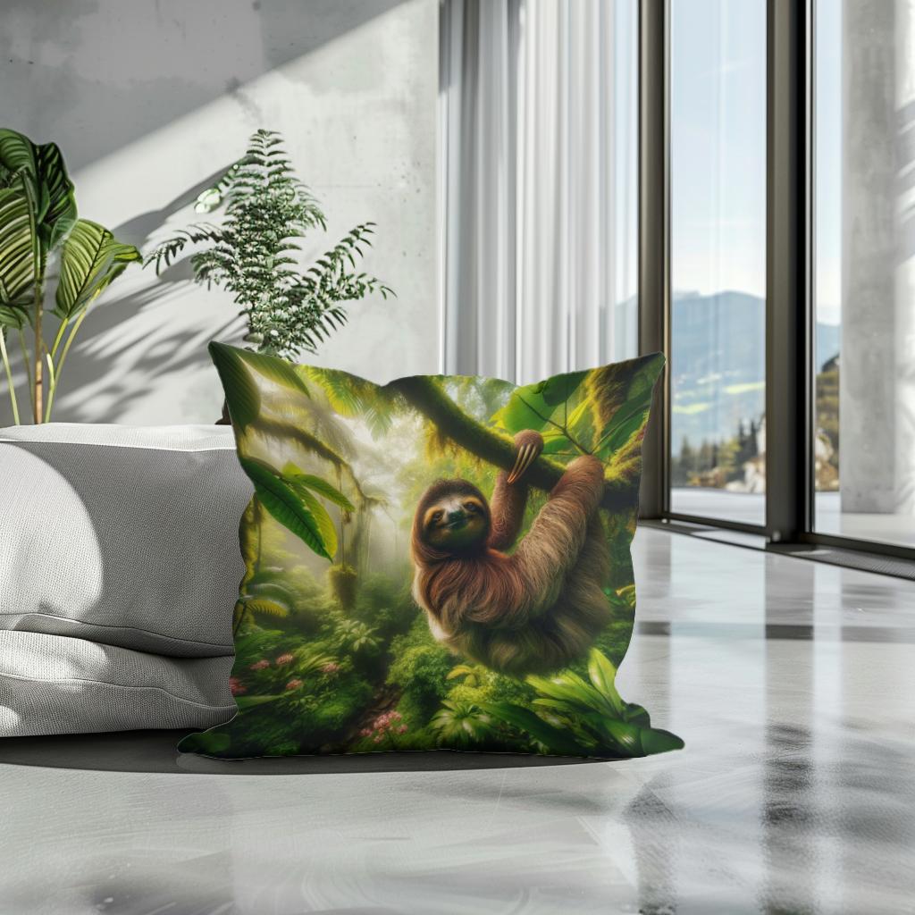 Tropical Sloth Cotton Cushion