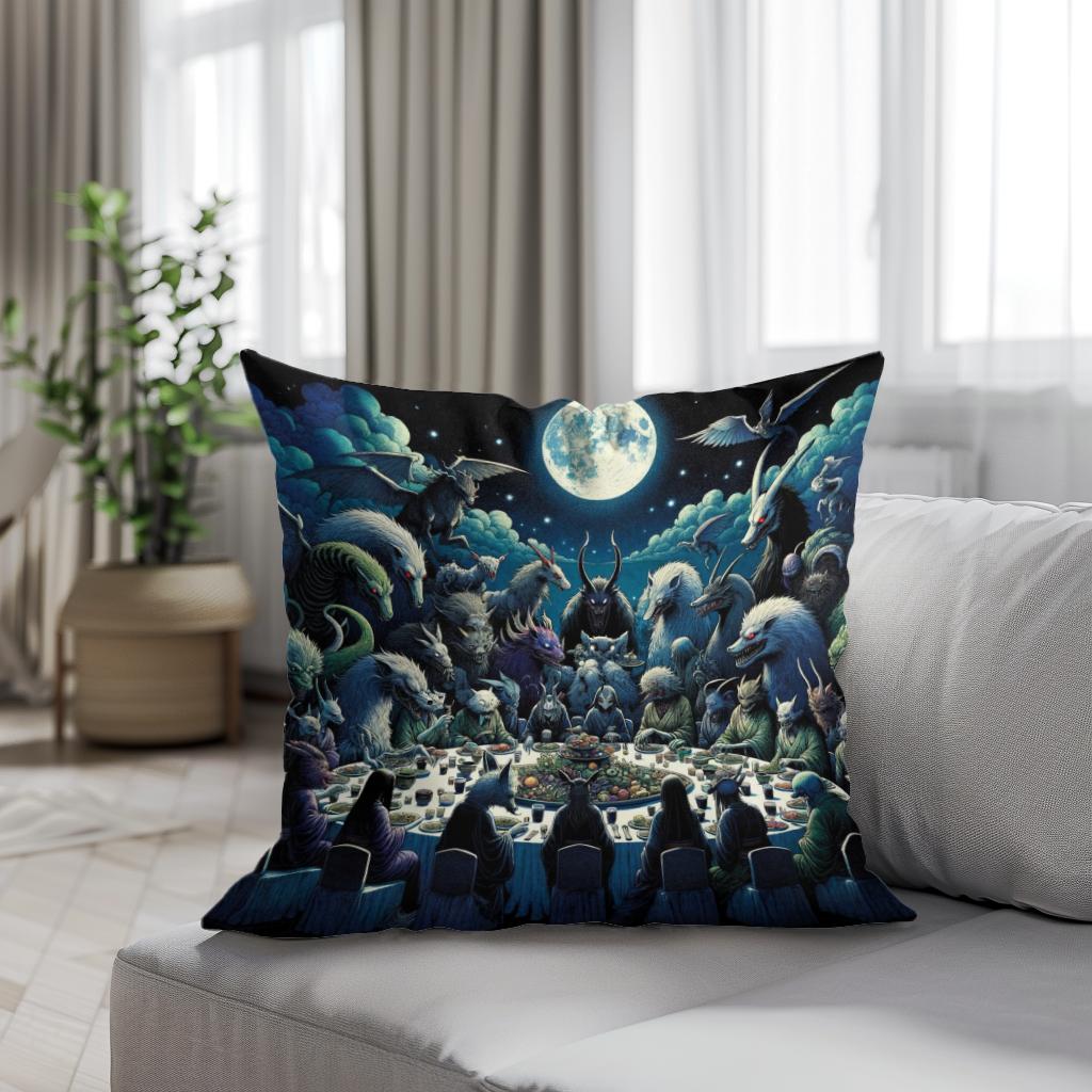 Banquet of the Yokai Cotton Cushion
