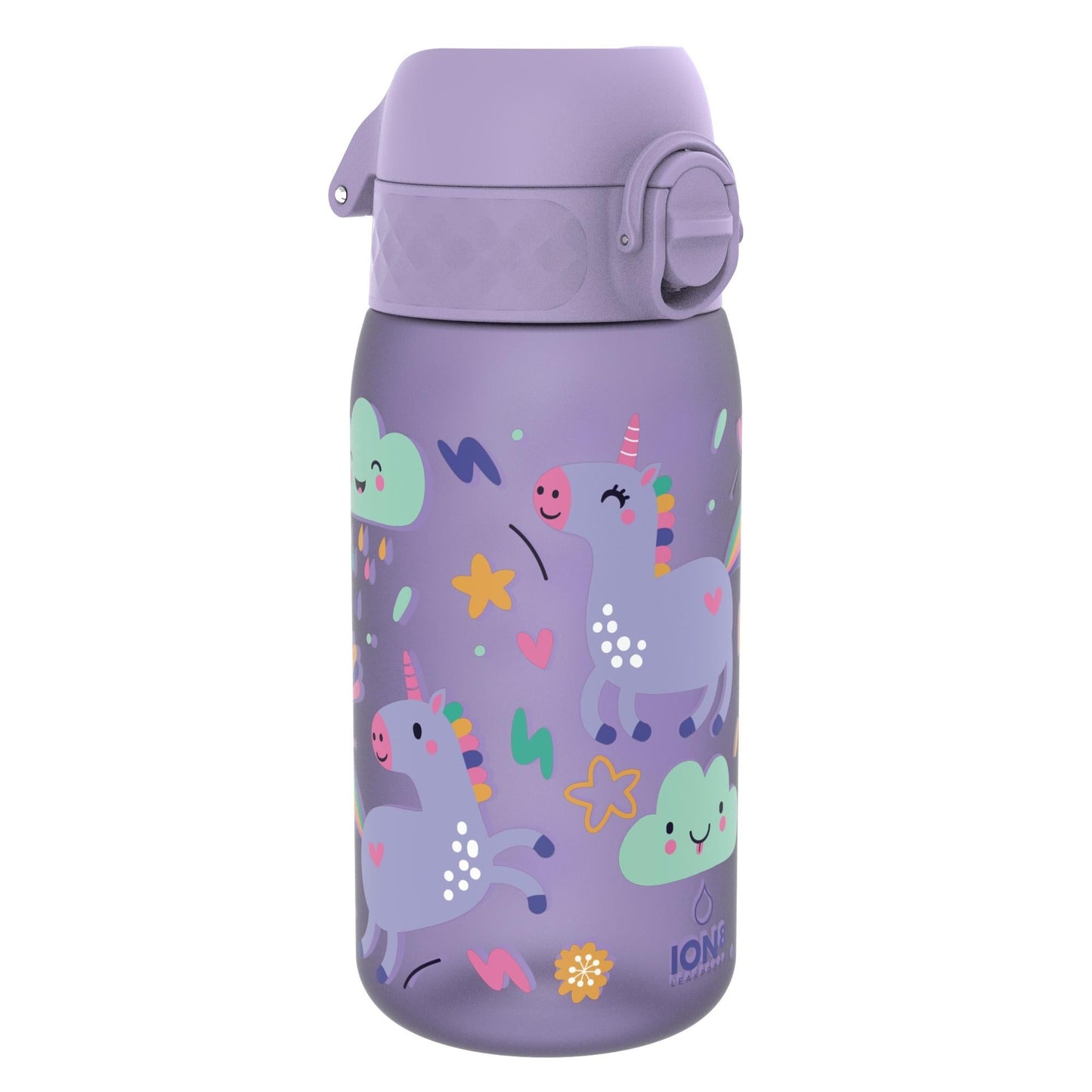 Leak Proof Kids Water Bottle, Recyclon, Purple Unicorns, 350ml (12oz)