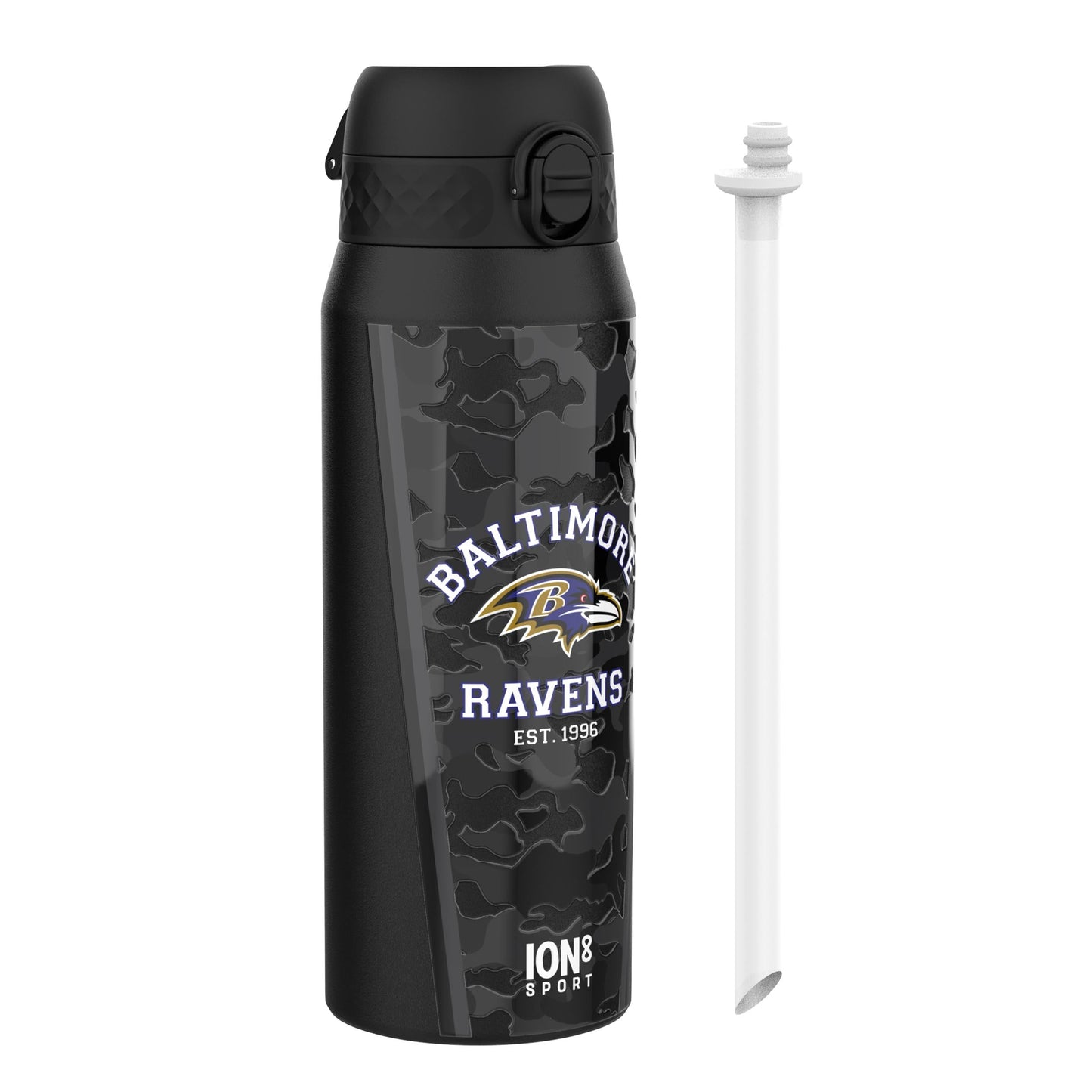 NFL x ION8 Insulated Steel Water Bottle, NFL Ravens, 750ml (24oz)