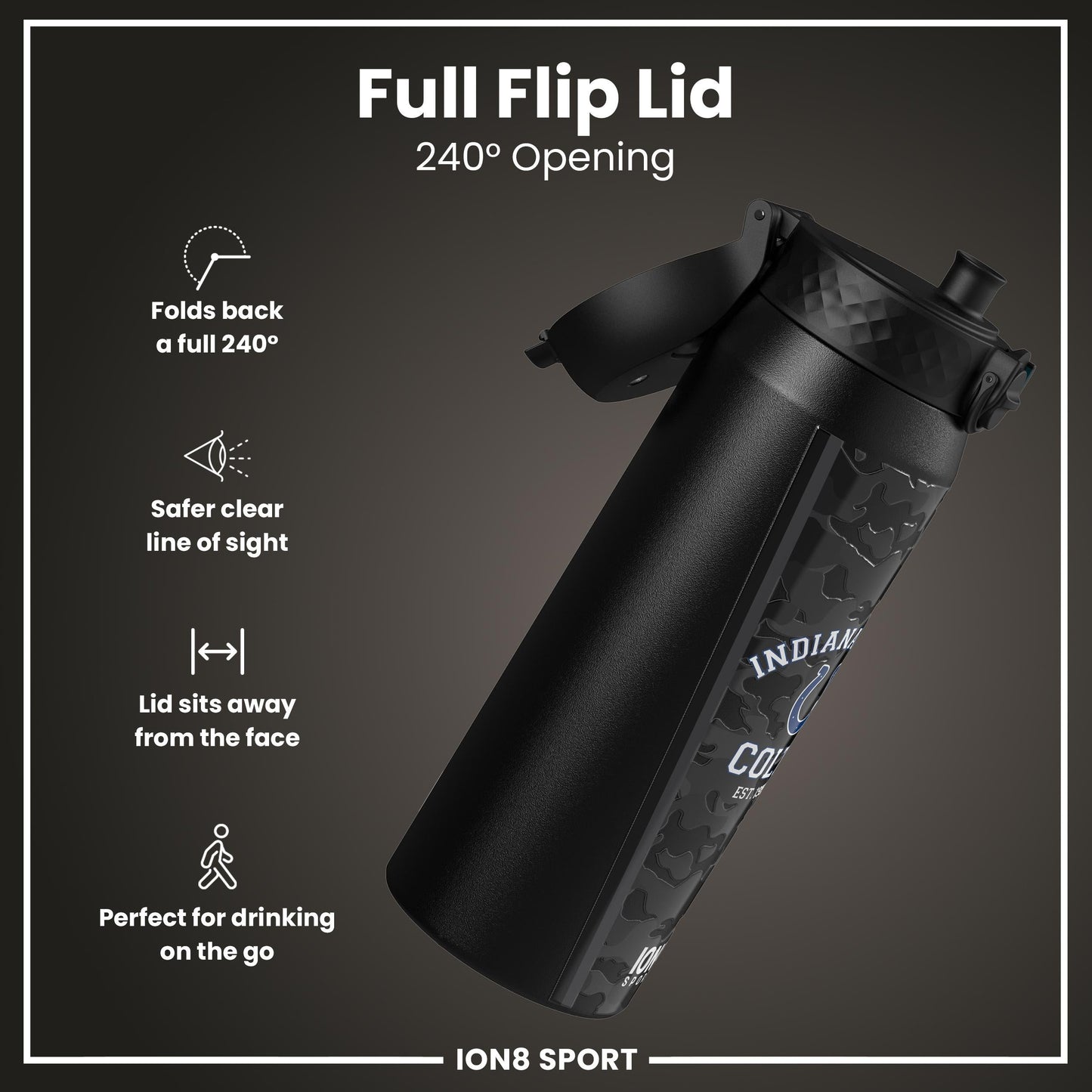 NFL x ION8 Insulated Steel Water Bottle, NFL Colts, 750ml (24oz)