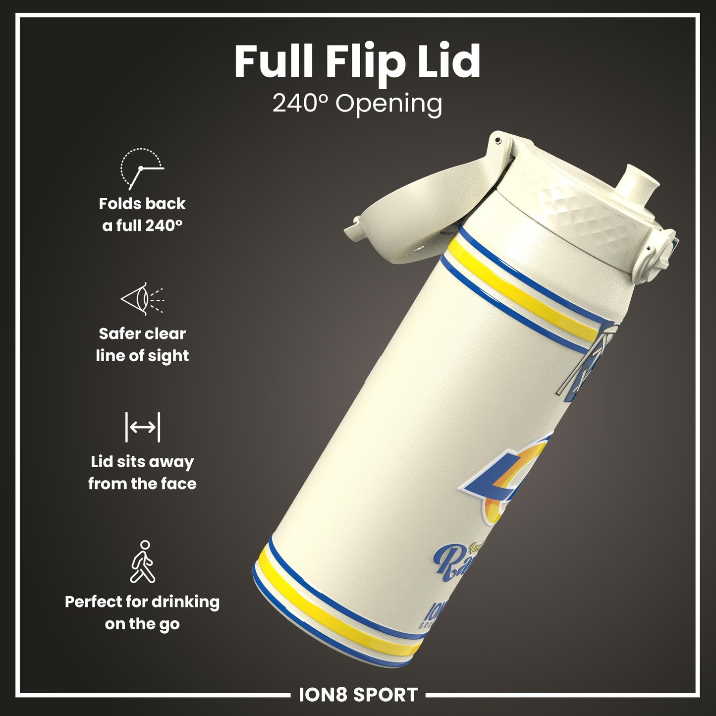 NFL x ION8 Insulated Steel Water Bottle, NFL Rams, 750ml (24oz)