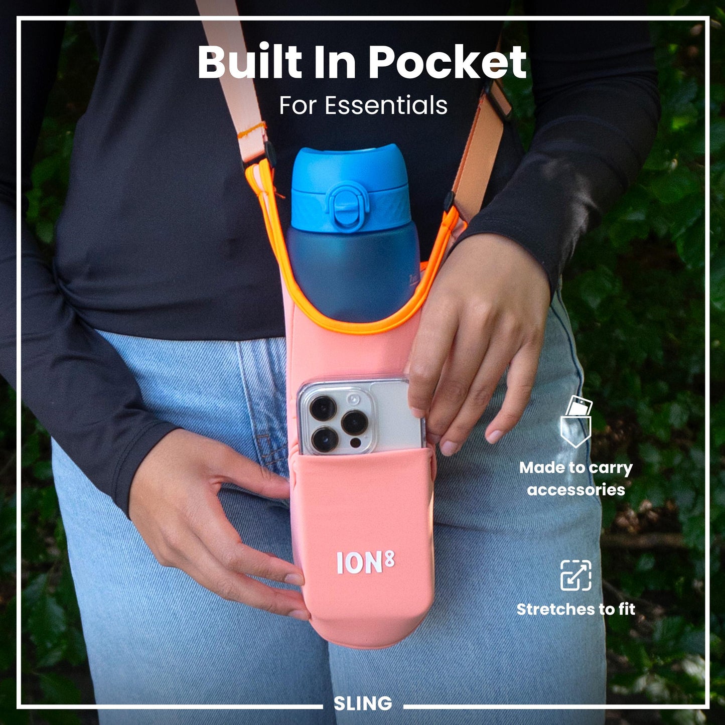 Lightweight, Sling Bottle Bag, Coral