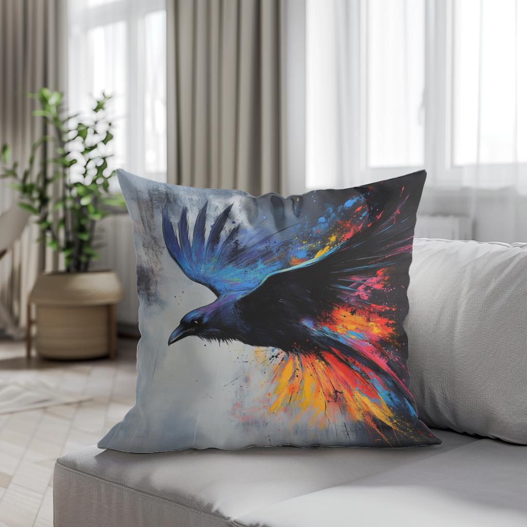 Majestic Raven Dance Cotton Cushion