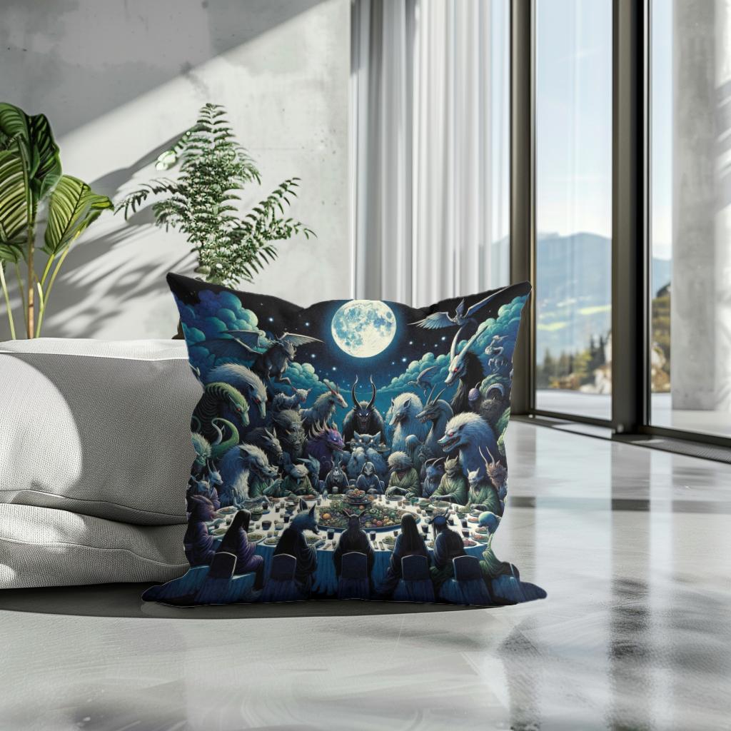 Banquet of the Yokai Cotton Cushion
