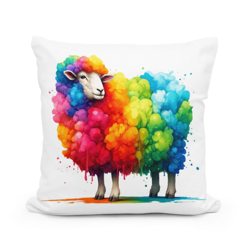 Rainbow Wool Sheep Cotton Cushion
