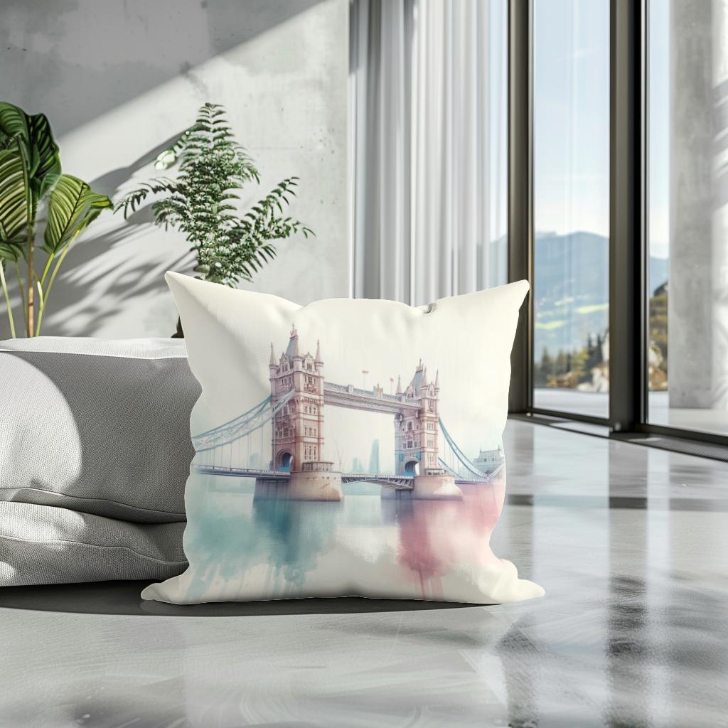 Pastel Modernism London Bridge Cotton Cushion