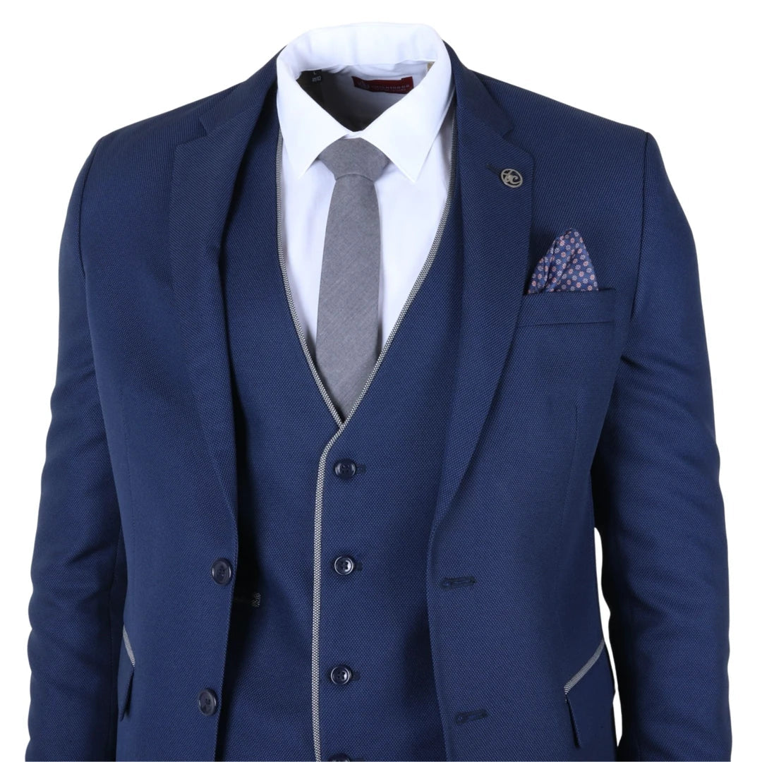 IM49 - Men's 3 Piece Blue Tailored Fit Suit