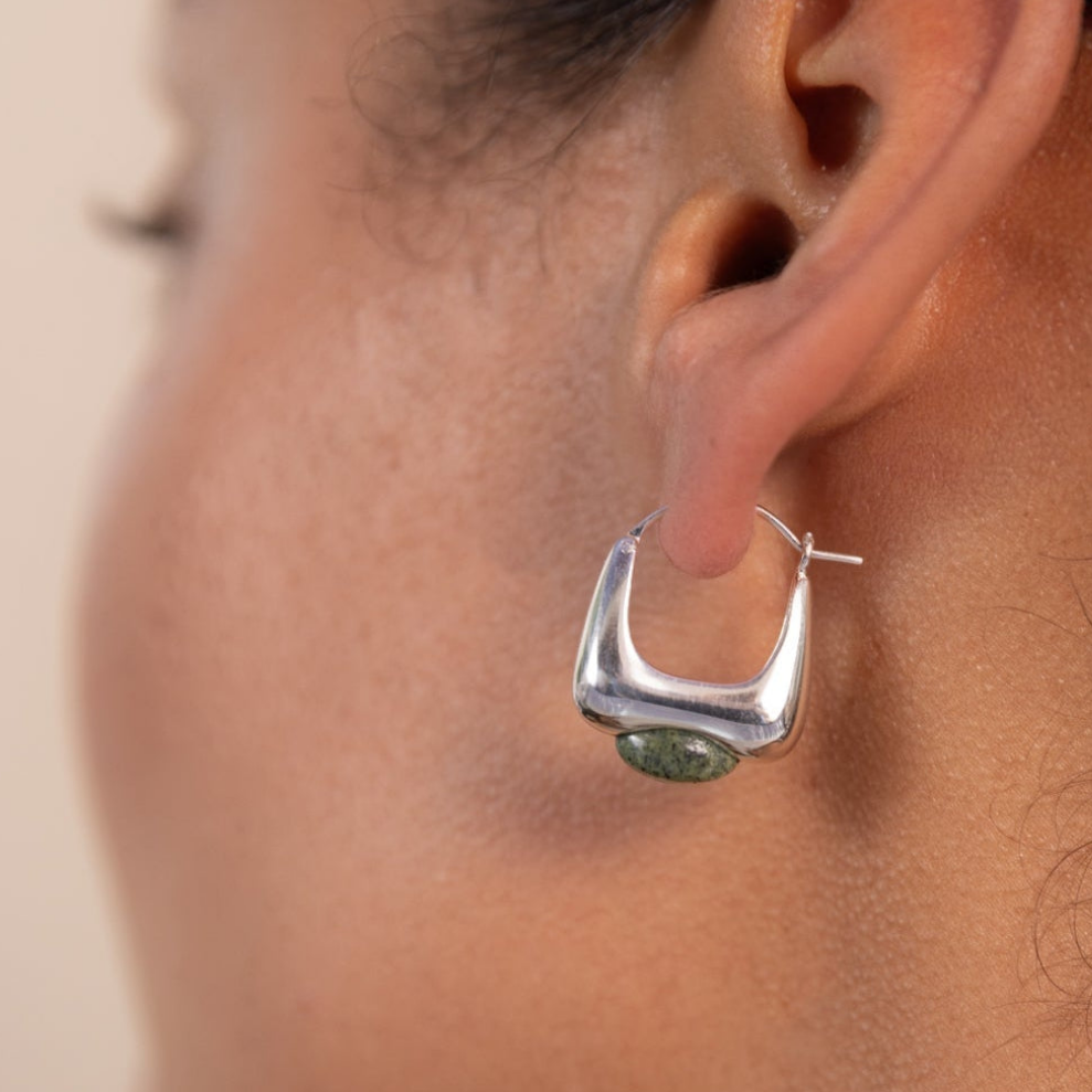 Aurora Hoops Zebra Jasper Silver