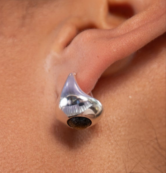 Bold Sol Hoop Earrings with Black Onyx in Silver