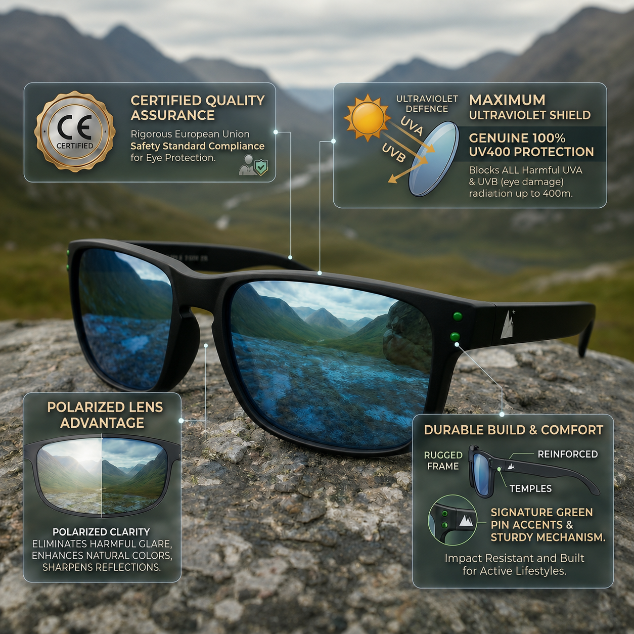HikeWare UV400 Radiation Protection Polarised Sunglasses - UVA & UVB Protection
