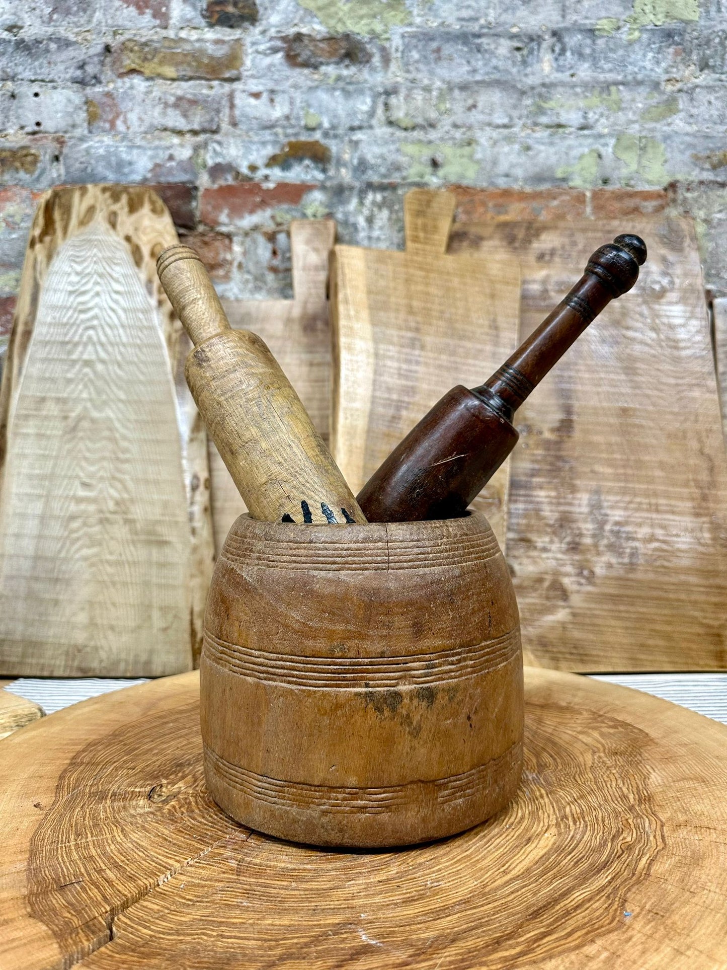 Wooden Vintage Herb Plant Pot Planter / Stationary Desk Tidy / Cutlery Holder C