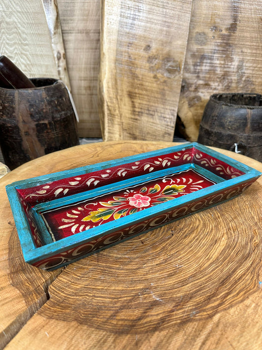 Wooden Painted Tray Bowl / Bread Antipasti Bowl Decorative Storage Tray A