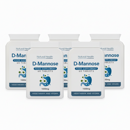 D-Mannose 1000mg Five Pack | 300 Chewable Tablets | 10 Month Supply | Vegan | UK Made