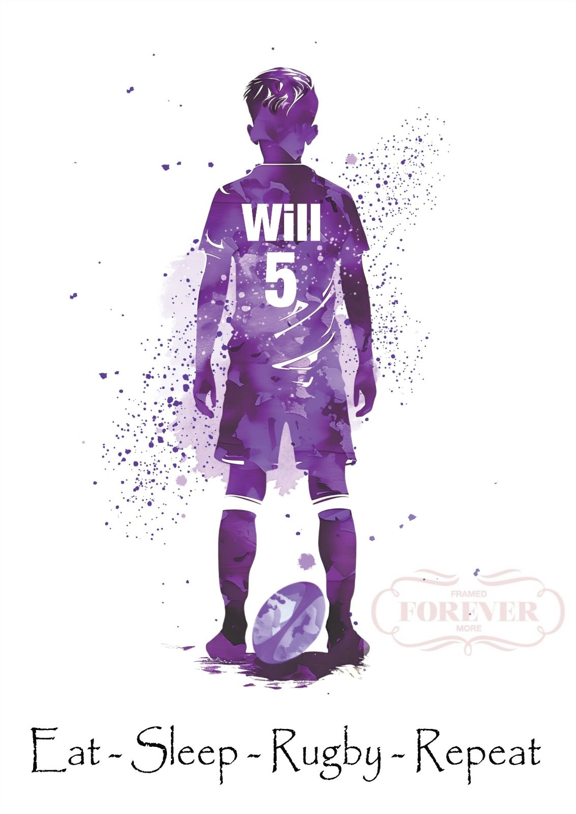 Rugby personalised UNFRAMED A4 PRINT