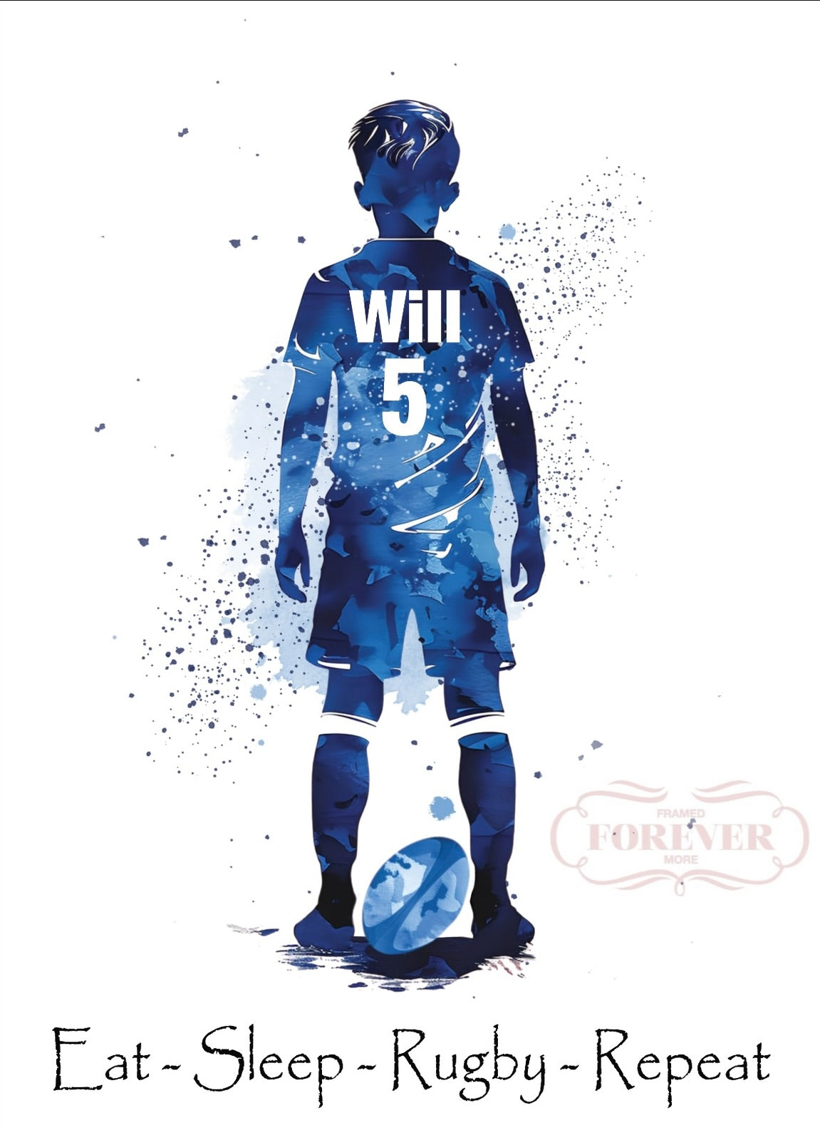 Rugby personalised UNFRAMED A4 PRINT