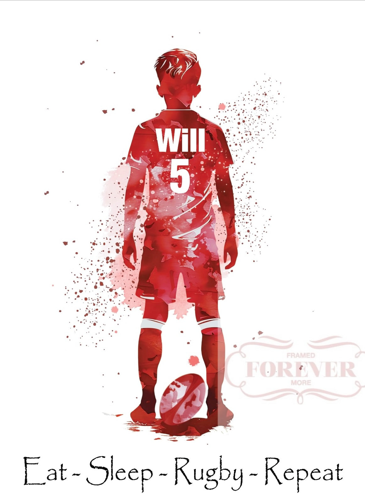 Rugby personalised UNFRAMED A4 PRINT