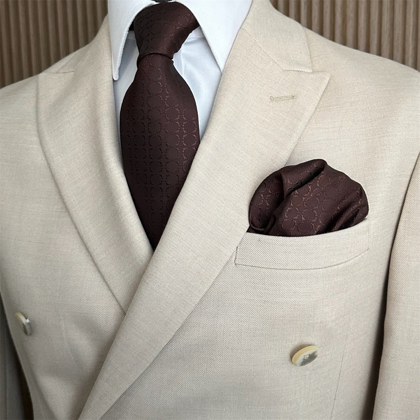 Red Brown Textured Pocket Square