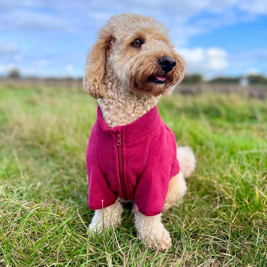 Dog Fleece Coat - Berry Red