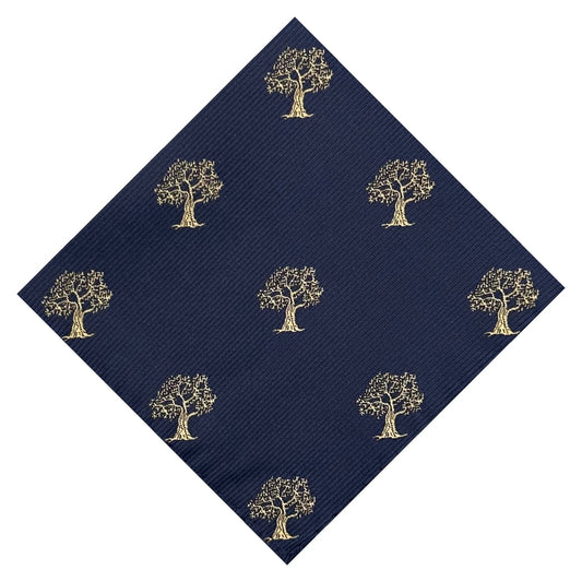 Tree Pocket Square Navy Blue & Gold