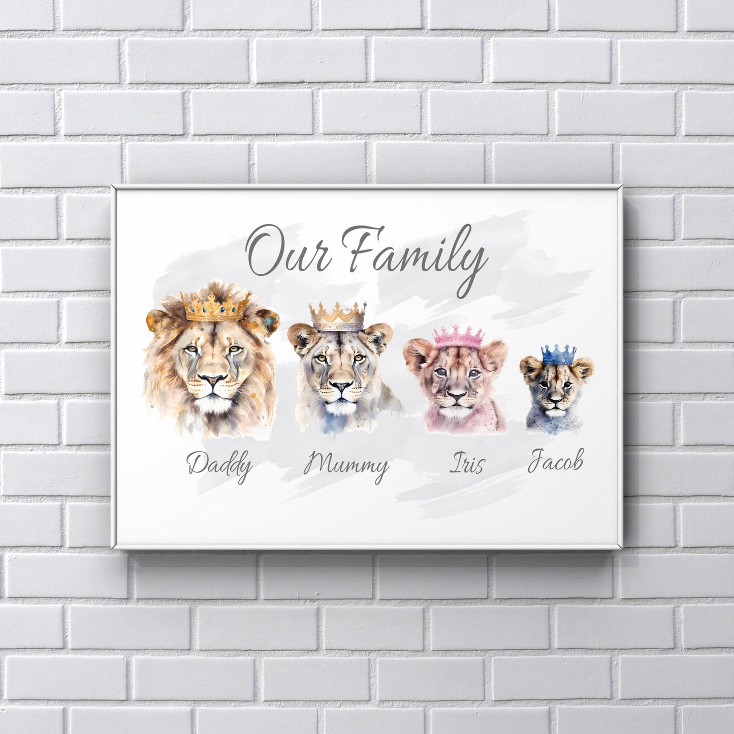 Lion Family Crown Print Father's Day Mother's Day
