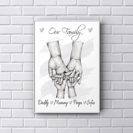 Pinky Promise Family hands A4 Print UNFRAMED
