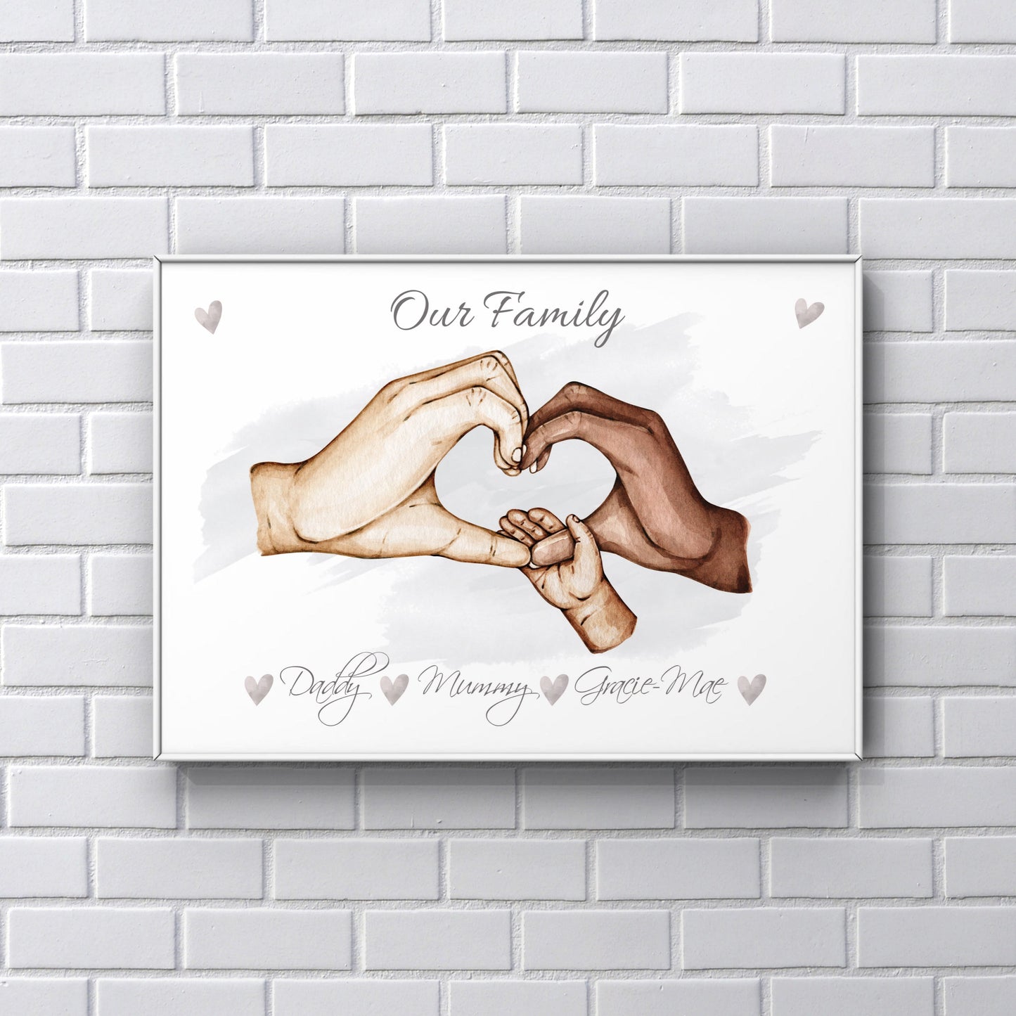 Family heart hands A4 Print UNFRAMED