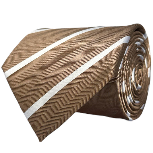 Mocha & White Stripe Tie - Hawksmoor Edit