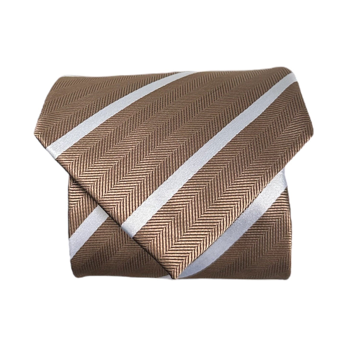 Mocha & White Stripe Tie - Hawksmoor Edit