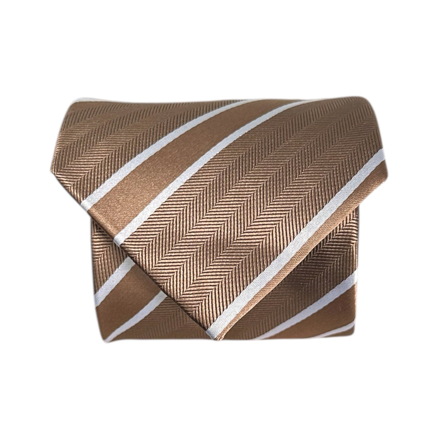 Mocha & White Stripe Tie - Charleston Edit