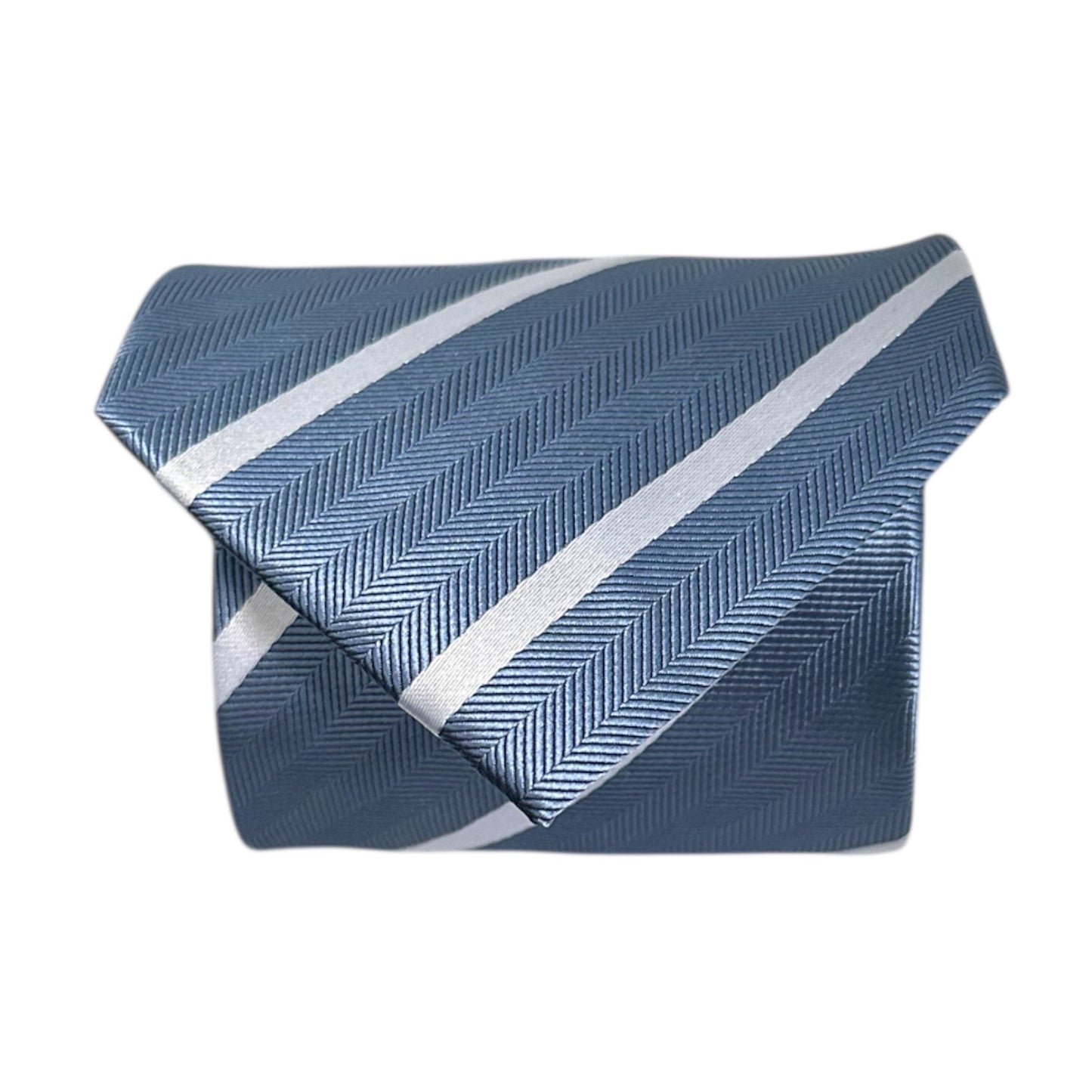 Steel Blue & White Stripe Tie - Hawksmoor Edit