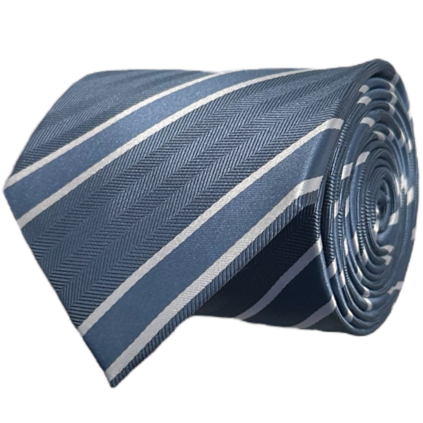 Steel Blue & White Stripe Tie - Charleston Edit