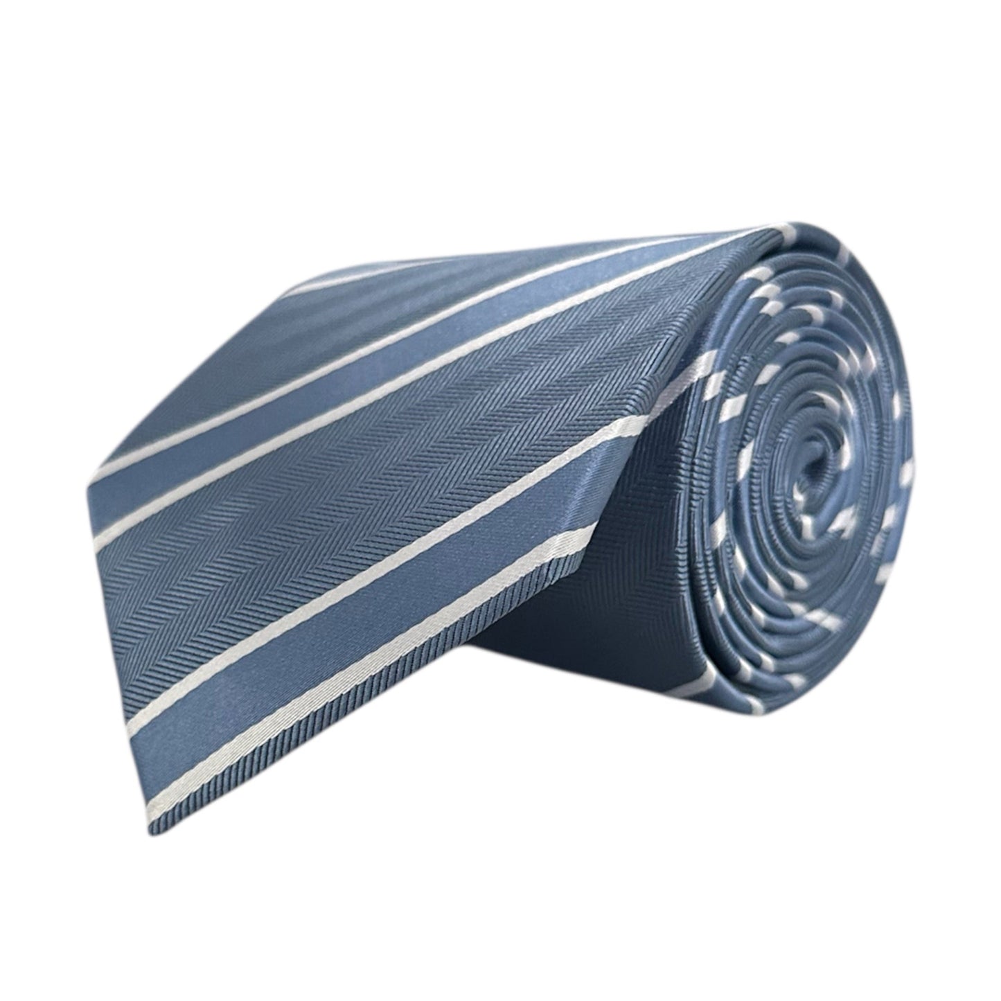 Steel Blue & White Stripe Tie - Charleston Edit