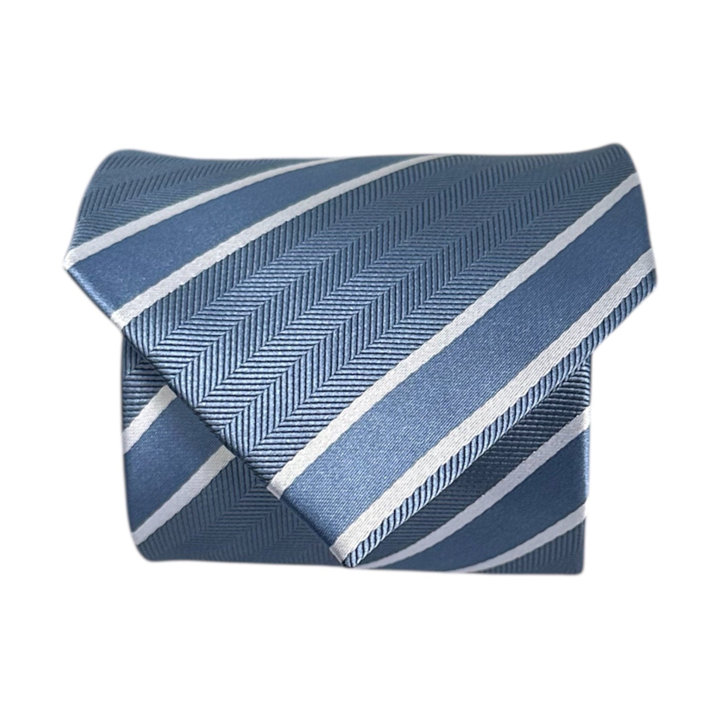 Steel Blue & White Stripe Tie - Charleston Edit