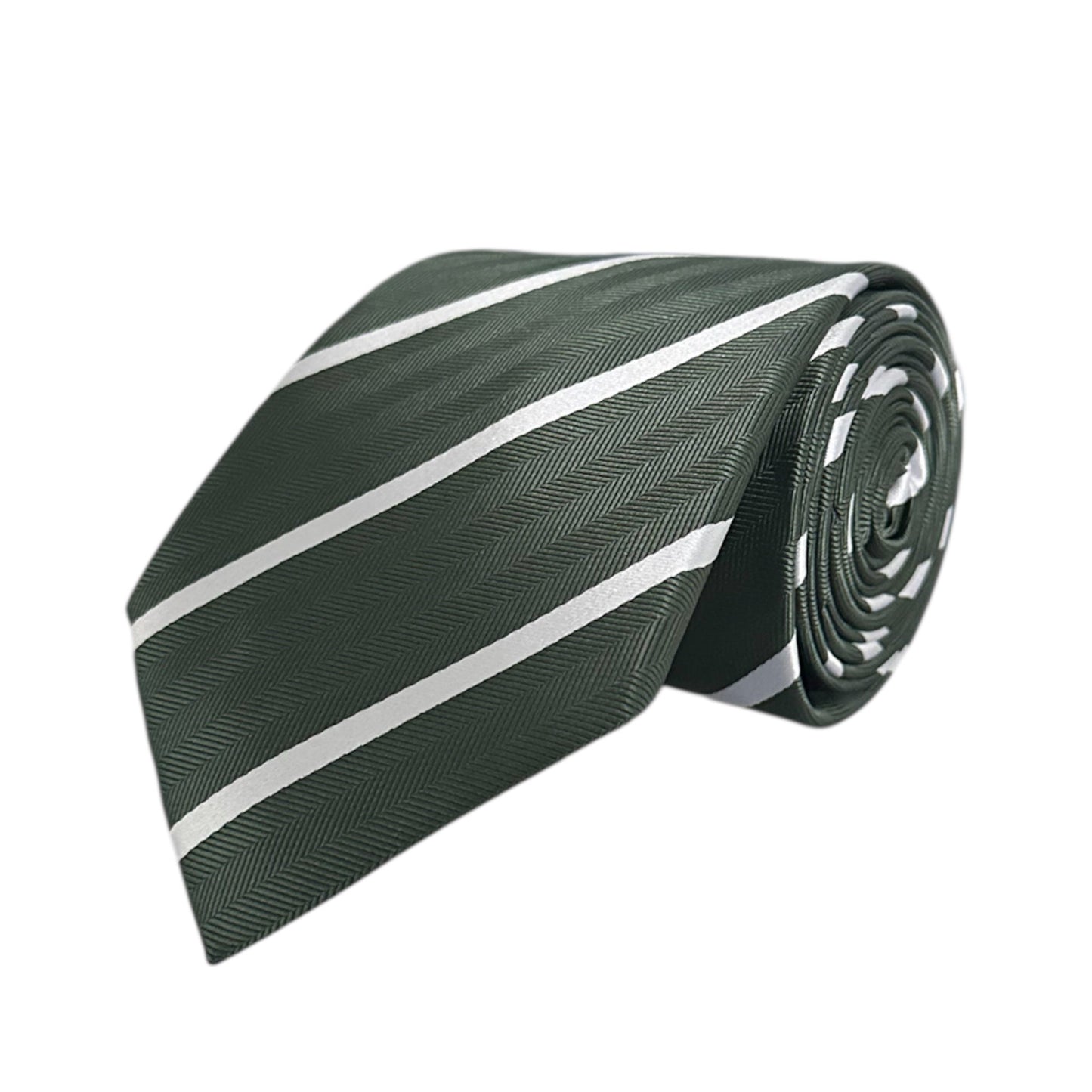 Forest Green & White Stripe Tie - Hawksmoor Edit