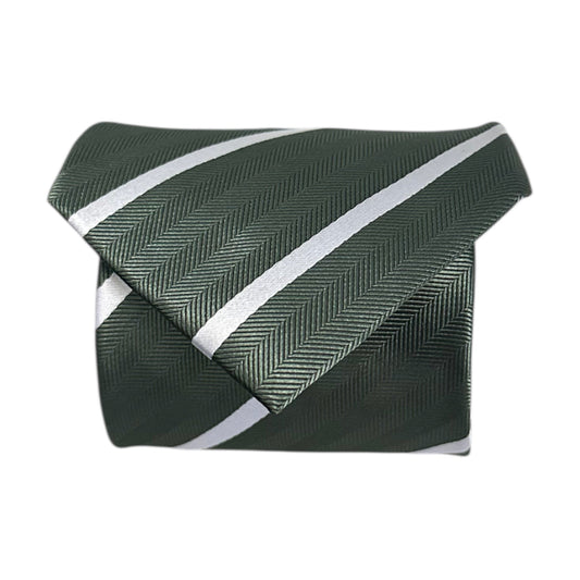 Forest Green & White Stripe Tie - Hawksmoor Edit