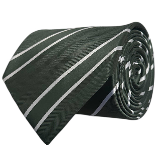 Forest Green & White Stripe Tie - Charleston Edit