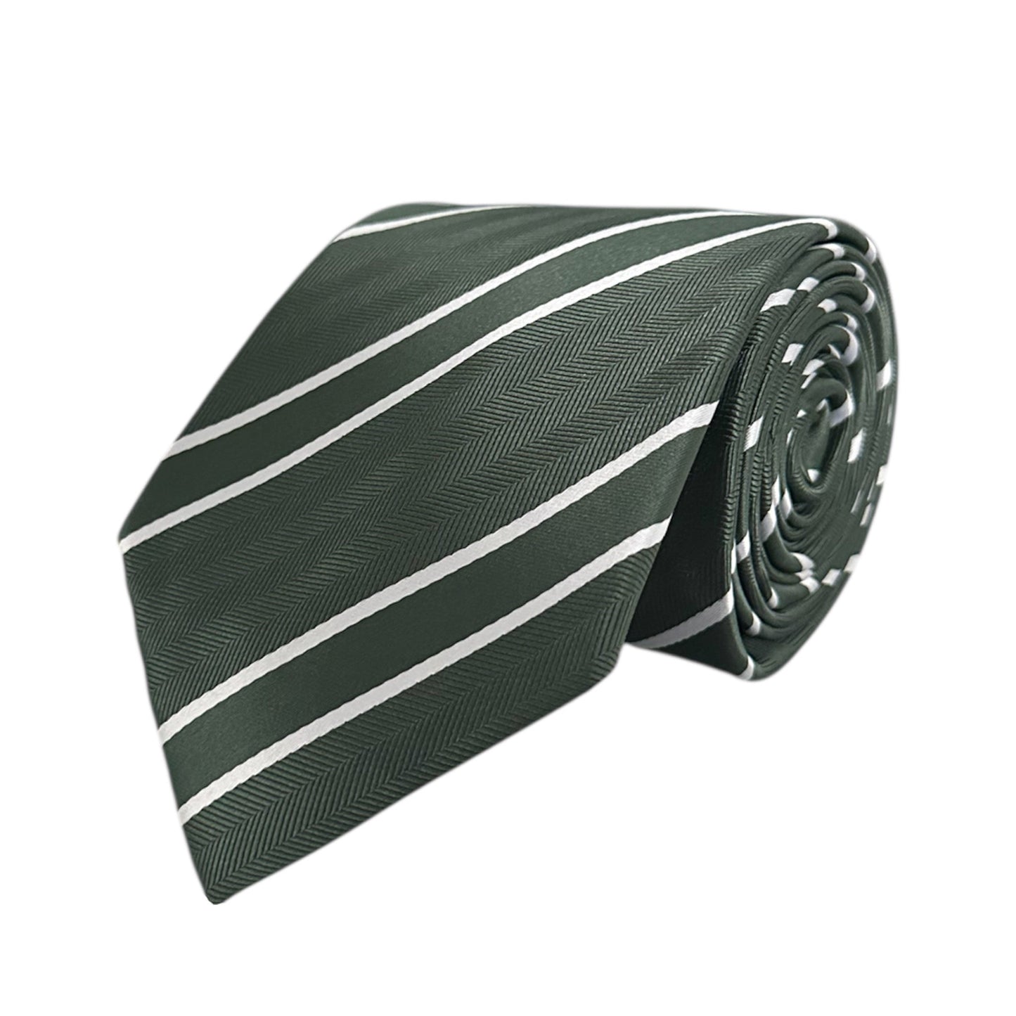 Forest Green & White Stripe Tie - Charleston Edit