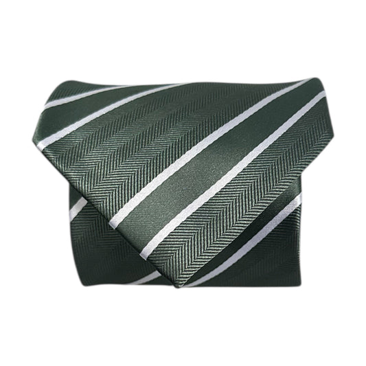 Forest Green & White Stripe Tie - Charleston Edit