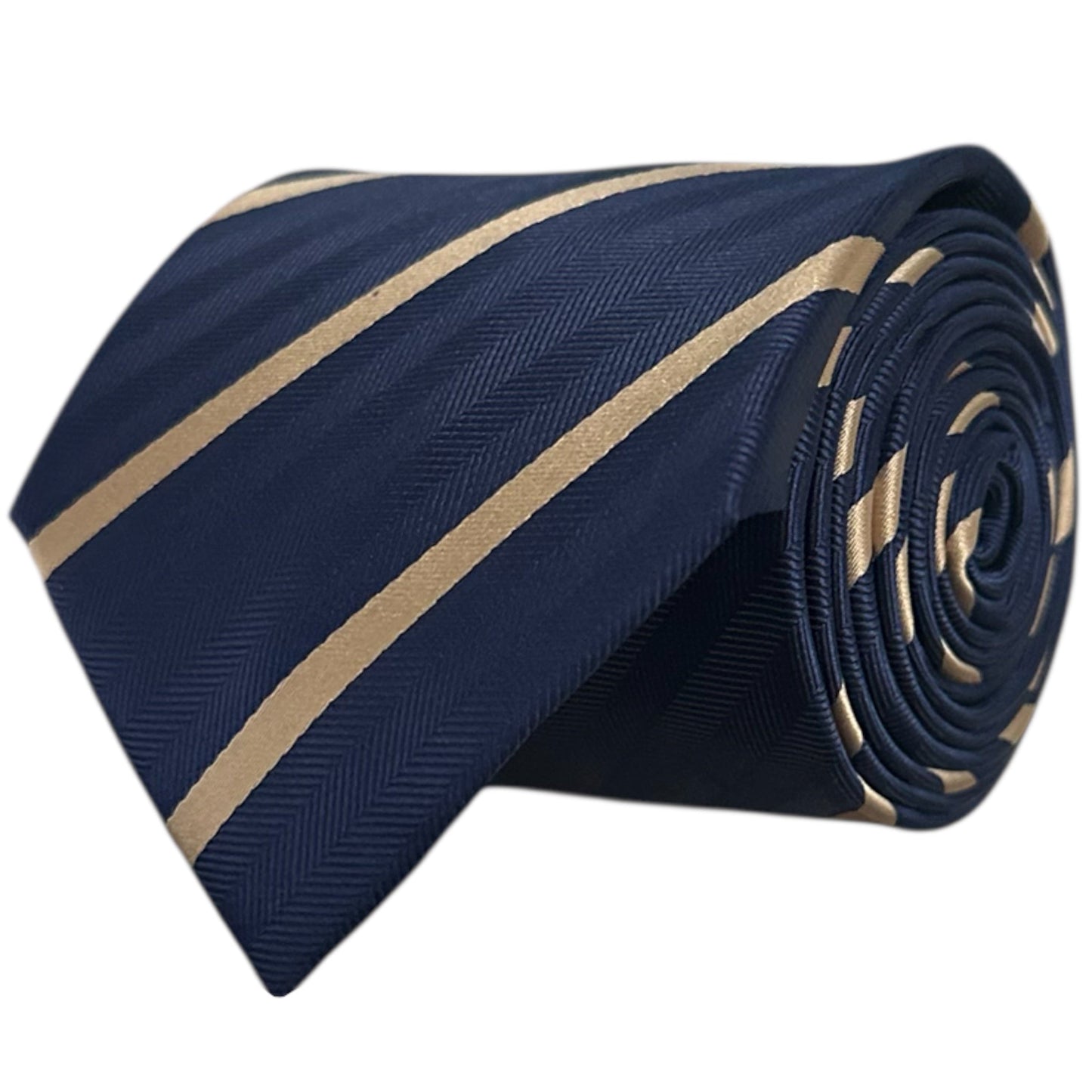 Navy Blue & Caramel Stripe Tie - Hawksmoor Edit