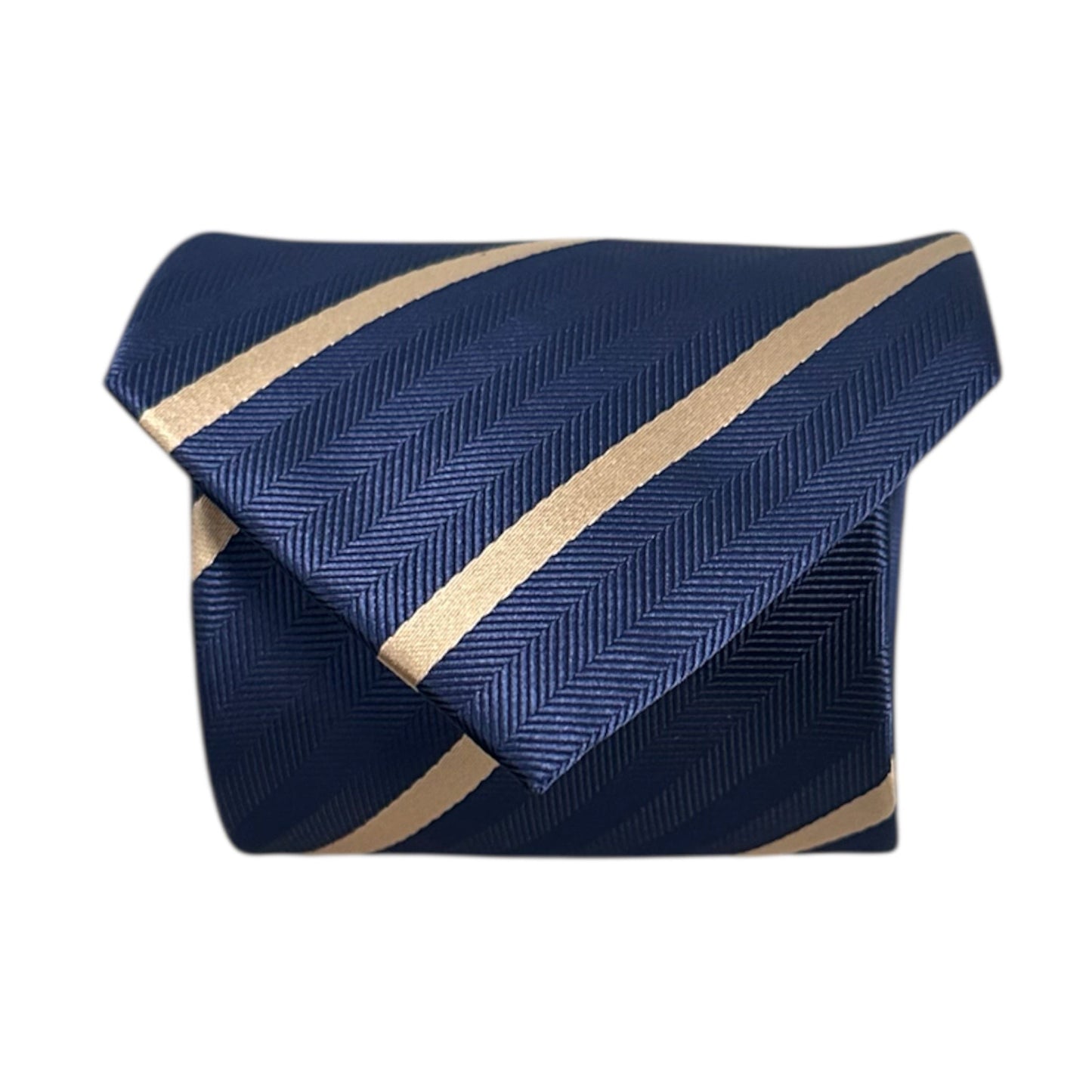 Navy Blue & Caramel Stripe Tie - Hawksmoor Edit