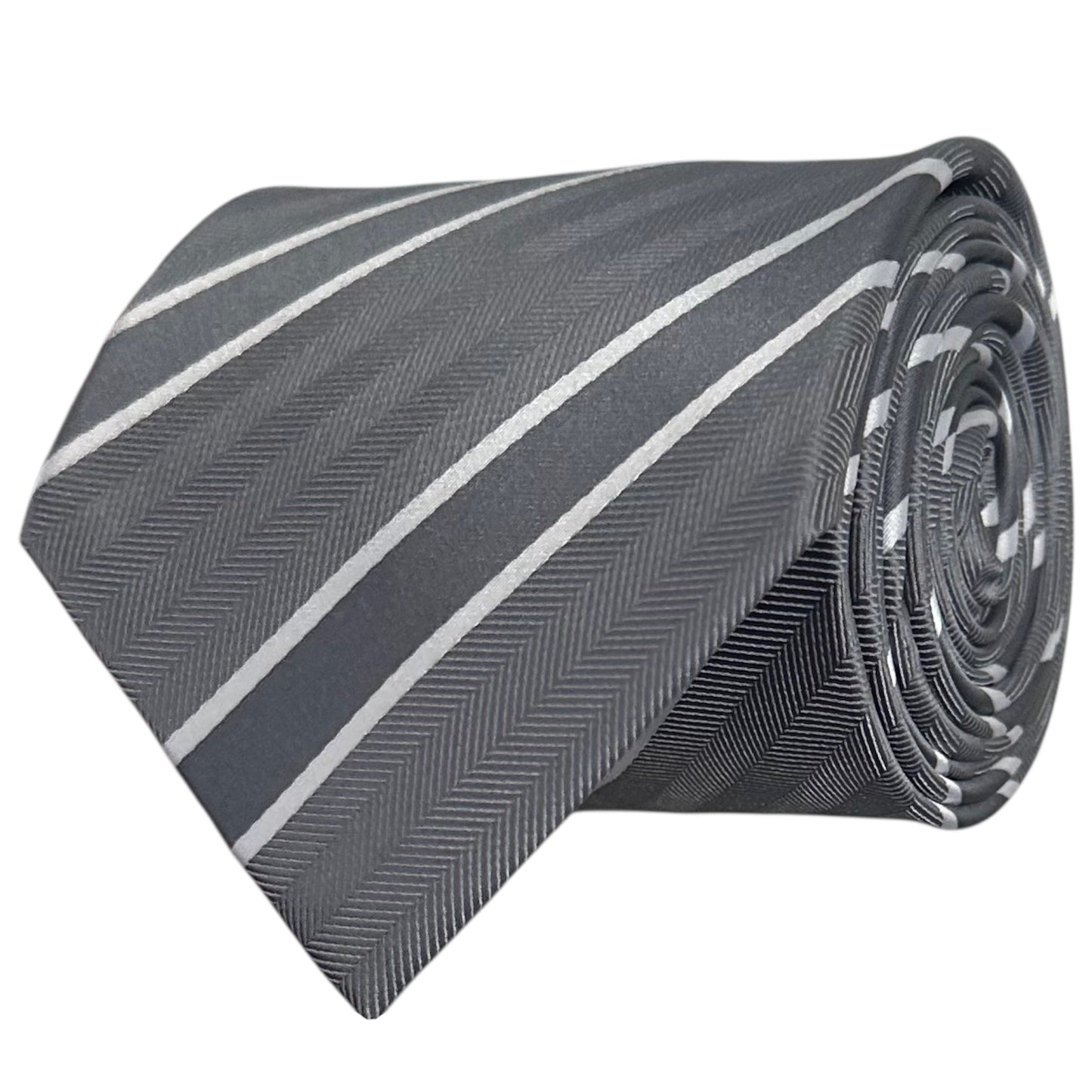 Glacier Grey & White Stripe Tie - Charleston Edit
