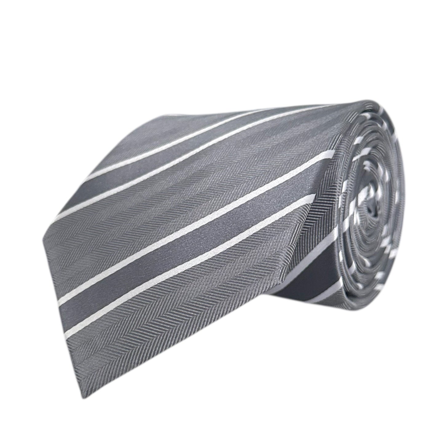 Glacier Grey & White Stripe Tie - Charleston Edit