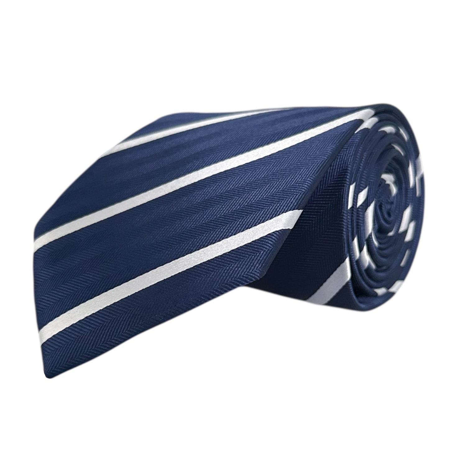 Navy Blue & White Stripe Tie - Hawksmoor Edit
